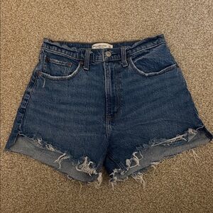 Abercrombie & Fitch Dark Blue Distressed Jean Shorts